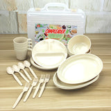 VILEAD 24 pcs Picnic Dishes Set Portable Outdoor Tableware Camping BBQ Travel Food Grade PP Reusable Picnic Camping Tableware