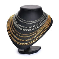 Vnox Men's Cuban Link Chain Necklace Stainless Steel Black Gold Color Male Choker colar Jewelry Gifts for Him Jack's Clearance