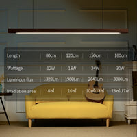 Nordic Wood Pendant Lights LED Modern Hanging Lamps for Dining Living Room Kitchen Office Shop Long Strip Celling Lamp