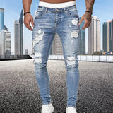 Street Style Ripped Vintage Wash Skinny Jeans for Men - Slim Fit Denim Trousers Jack's Clearance