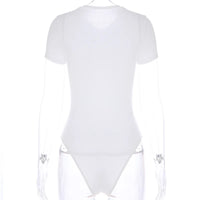 Casual Basic Black White Bodysuit Women Summer Short Sleeve Woman Body Top Cotton Bodycon Jumpsuit Romper Ladies 2023