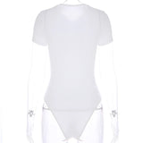 Casual Basic Black White Bodysuit Women Summer Short Sleeve Woman Body Top Cotton Bodycon Jumpsuit Romper Ladies 2023