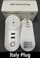 WiFi Smart Plug 16A EU CH IT Brazil Socket + 2.1A Dual USB Charger - Tuya Smart Life APP - Alexa Google Home Assistant Voice Control
