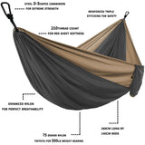 Solid Color Parachute Hammock with Hammock straps and Black carabiner Camping Survival travel Double Person outdoor furniture Jack's Clearance