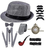 1920s Mens Gatsby Gangster Accessories Set Panama Hat Suspender Bow Tie 20s Great Gatsby Accessories