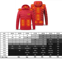 NEW Men Heated Jackets Outdoor Coat USB Electric Battery Long Sleeves Heating Hooded Jackets Warm Winter Thermal Clothing Jack's Clearance