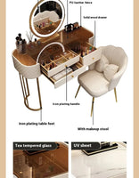 Luxury LED Makeup Vanity – White Dressing Table with Mirror & Storage for Bedroom or Salon