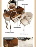 Luxury LED Makeup Vanity – White Dressing Table with Mirror & Storage for Bedroom or Salon