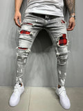 Street Style Ripped Vintage Wash Skinny Jeans for Men - Slim Fit Denim Trousers Jack's Clearance