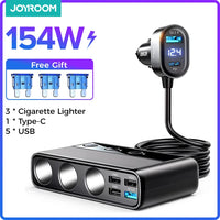 Joyroom 154W  9 in 1 Car Charger Adapter PD 3 Socket Cigarette Lighter Splitter Charge Independent Switches DC Cigarette Outlet