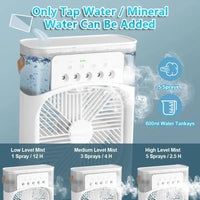 3-in-1 Mini Portable Air Cooler, Humidifier & LED Night Light – Household & Office Fan