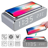 Wireless Charger Alarm Clock with LED Display and Fast Charging Dock for iPhone Samsung