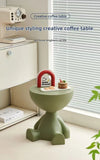 Cartoon-Inspired Flat Head Coffee Table – Light Luxury Plastic Side Table for Small Spaces