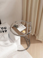 Transparent Nordic Glass Coffee Table – Adjustable Steel Side Table