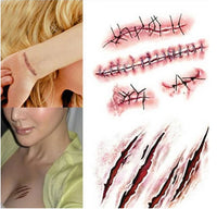 Halloween Zombie Acars Tattoos Waterproof 3D Bite Mark Tattoo Sticker With Fake Scab Blood Special Costume Small Neck Fake Tatoo