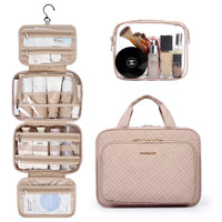 BAGSMART Large Waterproof Cosmetic Bag Women Travel Makeup Organizer Toiletry Bags for Shampoo Full Sized Container Toiletries