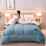 2025 popular solid color winter thickened milk fleece quilt lamb fleece winter quilt single double quilt to keep warm