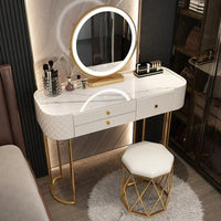Luxury LED Makeup Vanity – White Dressing Table with Mirror & Storage for Bedroom or Salon
