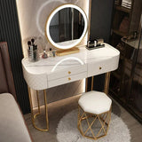 Luxury LED Makeup Vanity – White Dressing Table with Mirror & Storage for Bedroom or Salon