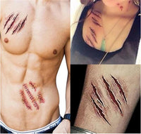 Halloween Zombie Acars Tattoos Waterproof 3D Bite Mark Tattoo Sticker With Fake Scab Blood Special Costume Small Neck Fake Tatoo