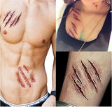 Halloween Zombie Acars Tattoos Waterproof 3D Bite Mark Tattoo Sticker With Fake Scab Blood Special Costume Small Neck Fake Tatoo