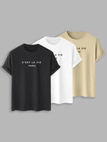 ZAFUL Cotton T-Shirts for Men Solid Letter Print Short Sleeve Tees Summer O-Neck Essential Tops Unisex Streetwear Sports T-Shirt