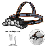 Super Bright 5 LED Head Flashlight USB Rechargeable HeadLamp Outdoor Powerful Waterproof Camping Fishing Adventure Head Lantern