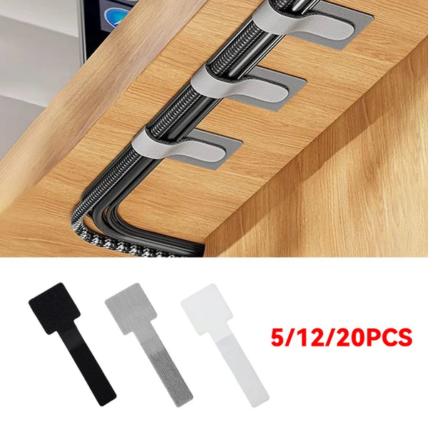 Reusable Cable Ties Fastening Wire Organizer Cord Rope Holder Self Adhesive Adjustable Cord Organizer Straps Desk Management