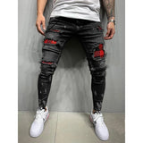 Street Style Ripped Vintage Wash Skinny Jeans for Men - Slim Fit Denim Trousers Jack's Clearance