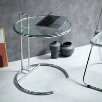 Transparent Nordic Glass Coffee Table – Adjustable Steel Side Table
