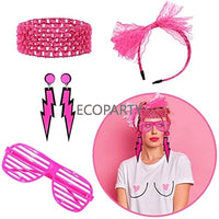 80s Costume Accessories for Women, 19Pcs 80s Retro Party Dress Fishnet Gloves, Leg Warmers, Tutu Skirts for Women