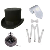 1920s Mens Gatsby Gangster Accessories Set Panama Hat Suspender Bow Tie 20s Great Gatsby Accessories