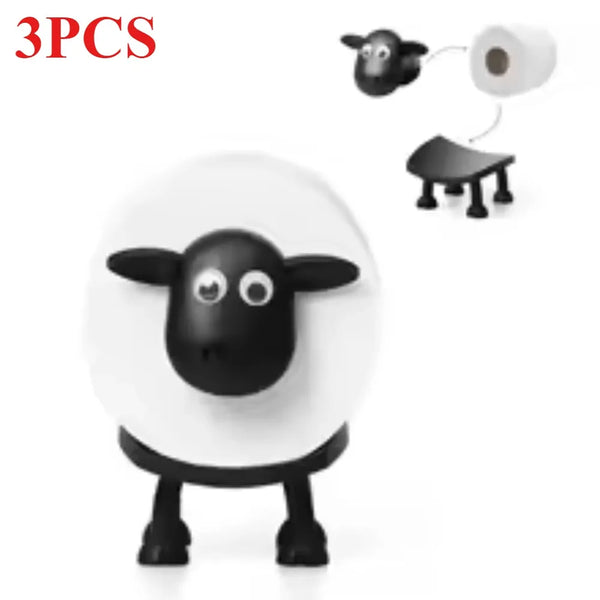 Sheep-Shaped Free-Standing Toilet Paper Holder – Cute Black Sheep Bathroom Decor (1 or 3 Pack)