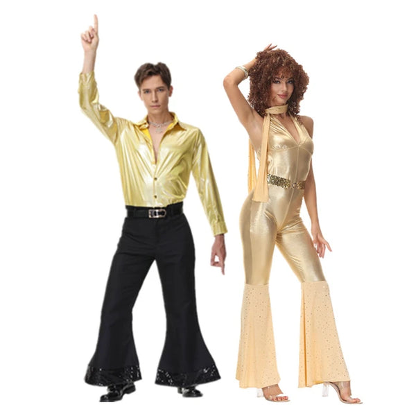 Vintage Disco Diva Costume - Women Men 70s/80s Hippie Stage Outfit