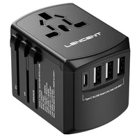 LENCENT International Travel Adapter Travel Charger with 3 USB Port and 1 Type C All-in-one Wall Charger for US EU UK AUS Travel