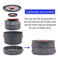 Widesea Camping Tableware Outdoor Cookware Set Pots Dishes Bowler Kitchen Equipment Gear Utensils Hiking Picnic Travel