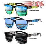 3PCS Classic Square UV400 Sunglasses – Men & Women, Lightweight Outdoor Driving & Fishing