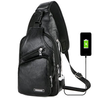 USB Charging Chest Bag with Headset Hole Men's Multifunction Single Strap Anti-theft Chest Bag with Adjustable Shoulder Strap