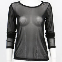 Super-soft Women Top Stylish Women's Sheer Mesh Long Sleeve Top Soft Breathable Round Neck Pullover Slim Fit Punk Beachwear