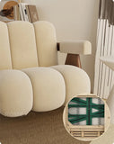 Nordic Wooden Armchair – Cozy Fabric Seat for Living Room, Balcony & Lounge