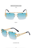 Fashion Metal Leopard Rimless Sunglasses Double Bridges Gradient Ocean Film Shades UV400