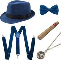 1920s Mens Gatsby Gangster Accessories Set Panama Hat Suspender Bow Tie 20s Great Gatsby Accessories