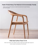 Nordic Wooden Dining Chair – Simple Design with Armrests & Backrest
