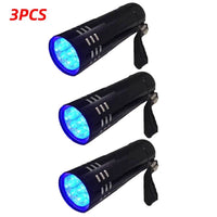1-5pcs UV Light Torch Lamp Super Mini 9 LED Flashlight Black Ultraviolet Light Super Mini Aluminum UV Flashlight Torch Lamp Jack's Clearance