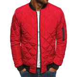 Solid Color Cotton-padded Jacket - Lingge Stitched, Thickened Collar, Winter Warm