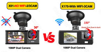 3-Camera Dash Cam System – 1080P Front & Rear WiFi DVR with Night Vision