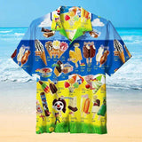 Funny Hawaiian Shirt - Ice Cream Print, Summer Short Sleeve, Oversized Men's Shirts