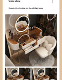 Luxury LED Makeup Vanity – White Dressing Table with Mirror & Storage for Bedroom or Salon