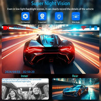3-Camera Dash Cam System – 1080P Front & Rear WiFi DVR with Night Vision
