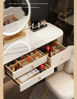 Luxury LED Makeup Vanity – White Dressing Table with Mirror & Storage for Bedroom or Salon